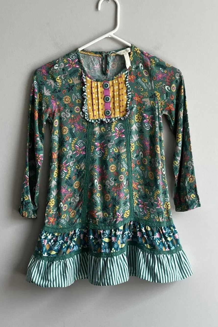 Matilda Jane Dress Colorful Floral Printed Cotton Blend Girls Size 8